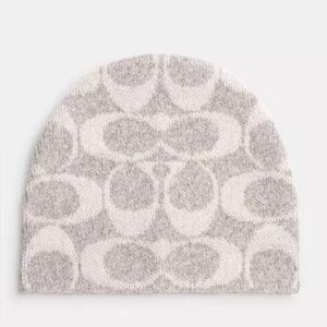 NWT - COACH Beanie - Grey Birch - Wool Knit Winter Hat Beanie Luxury Trend * NEW